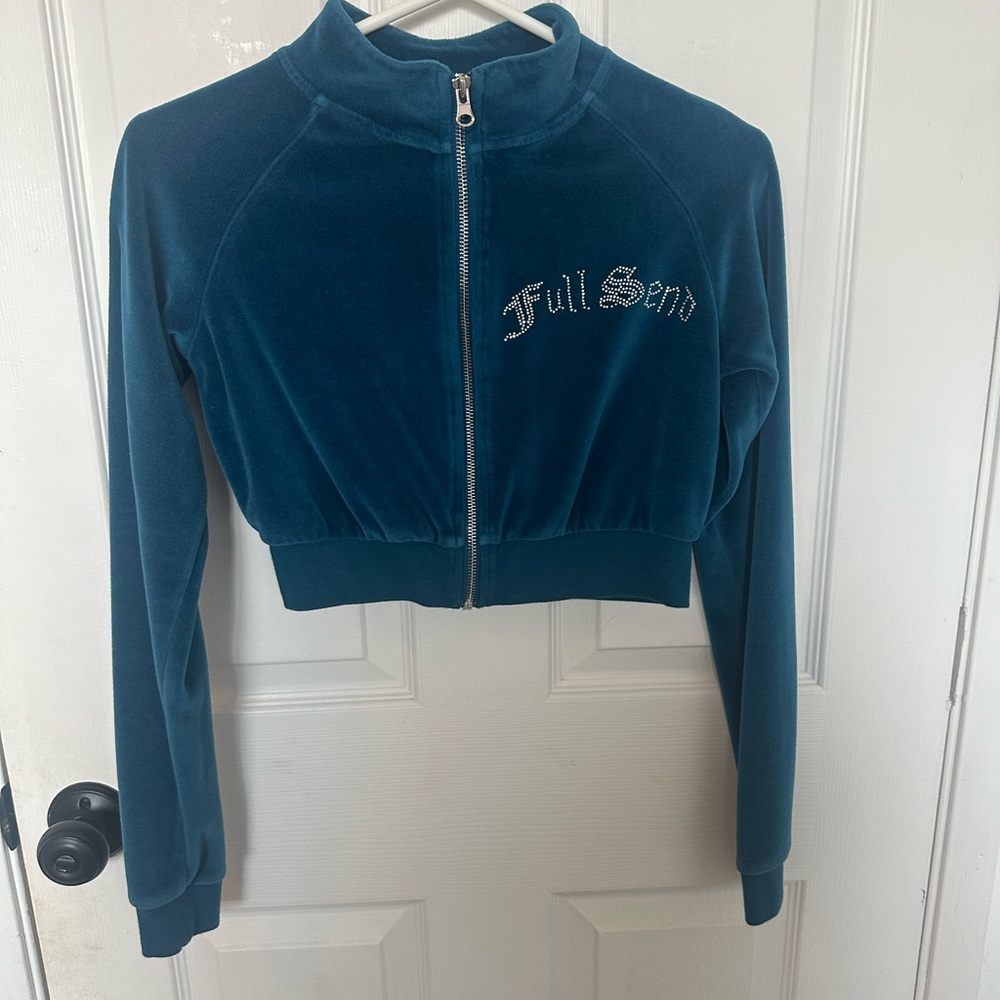 Blue Plush Bomber Jacket